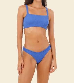 NEW MALAI textured wave atena bikini top in sunny blue